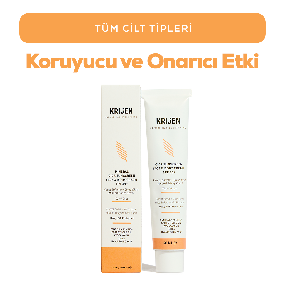 30+ SPF Güneş Koruyucu CICA Yüz ve Vücut Kremi | Çinko Minerali + Aloe Vera + Doğal Yağlar
