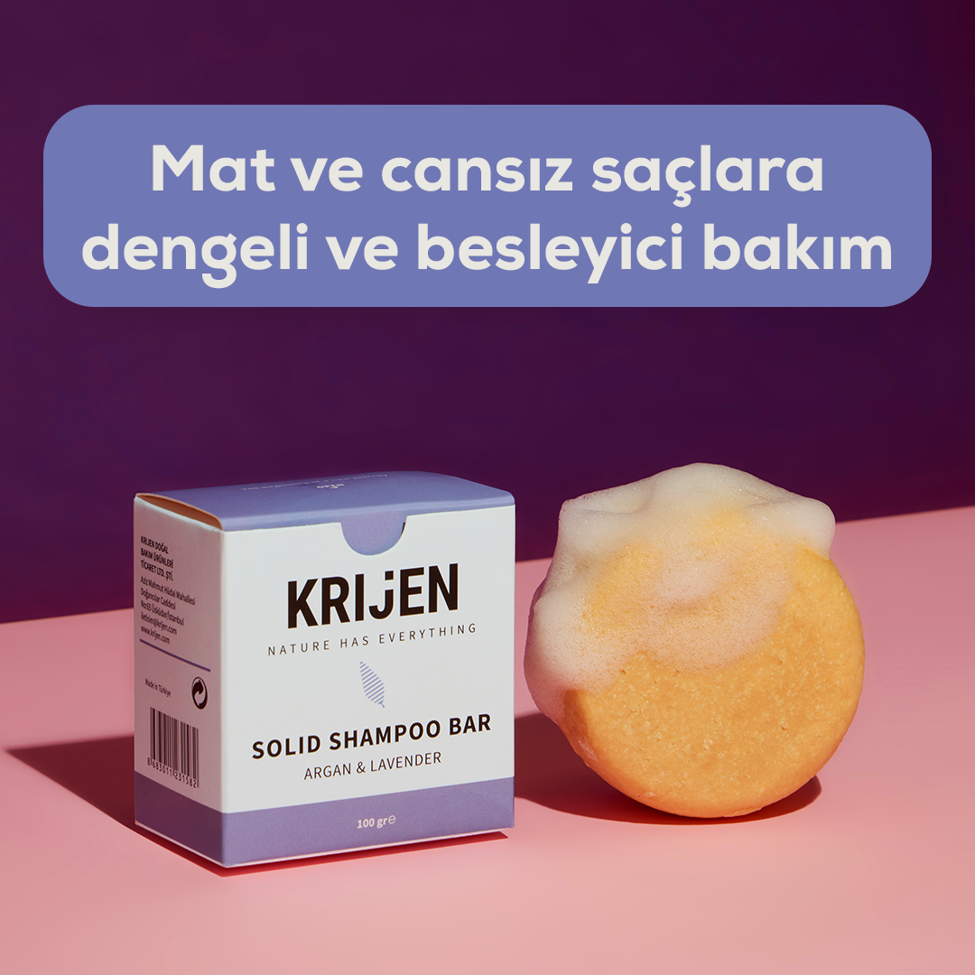 Argan & Lavanta Katı Şampuan 100 Gr | Bitkisel Keratin + E Vitamini