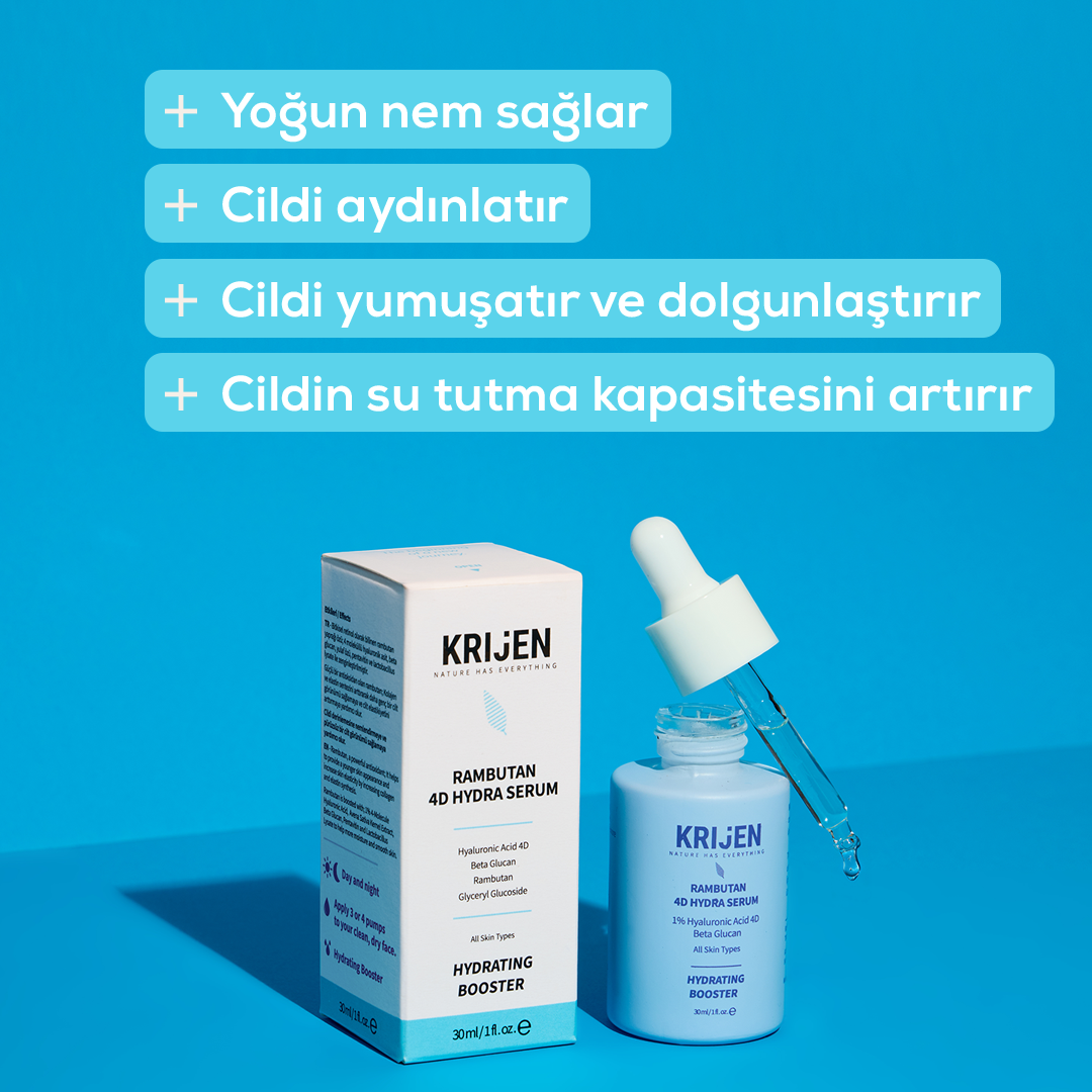 Rambutan 4D Hydra - Hyaluronik Asit Yoğun Nemlendirici Serum | Bitkisel Retinol + Pre/Post Biyotik