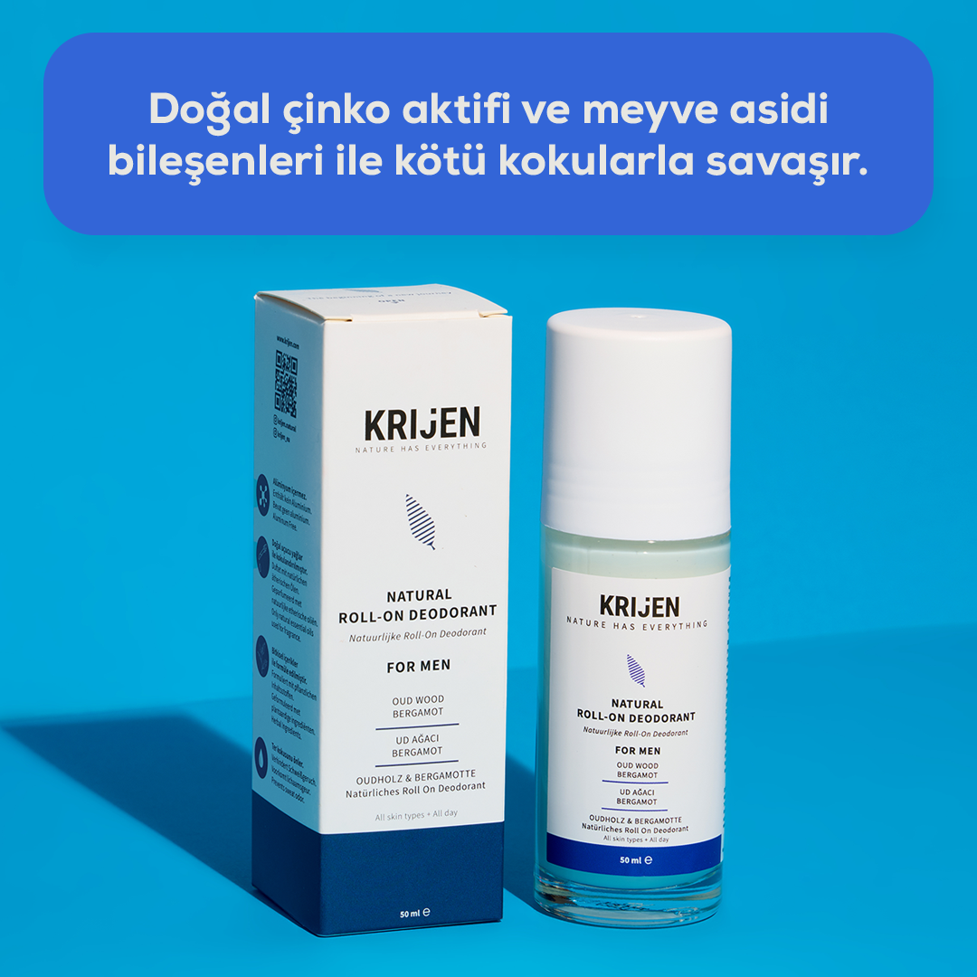 Ud Ağacı & Bergamot Erkek Roll-On Deodorant | Alüminyum İçermez + %100 Bitkisel