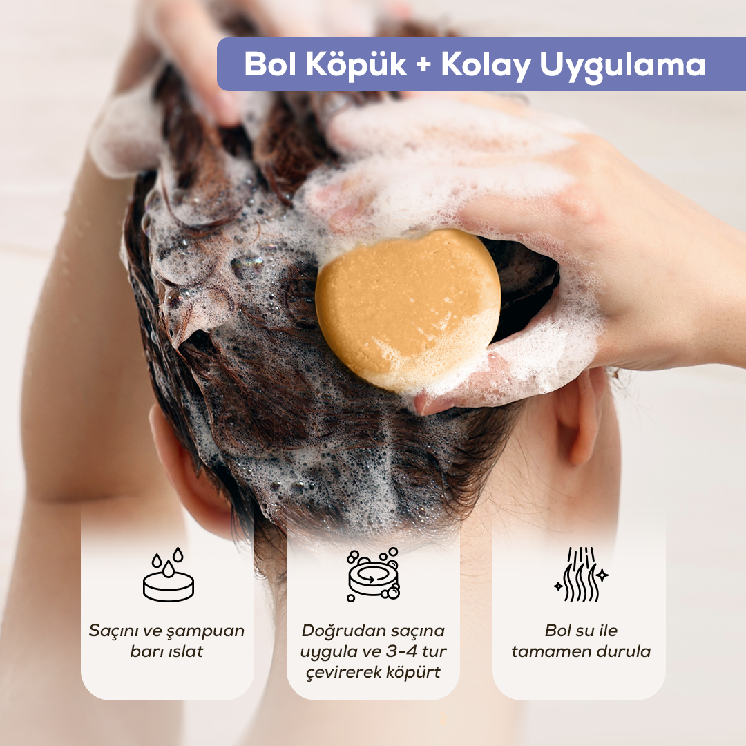 Argan & Lavanta Katı Şampuan 100 Gr | Bitkisel Keratin + E Vitamini