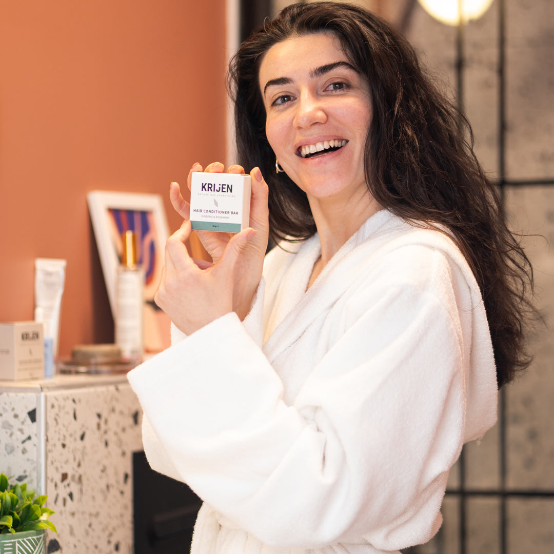 Ginseng & Biberiye Katı Saç Kremi | Squalane + E Vitamini + Panthenol