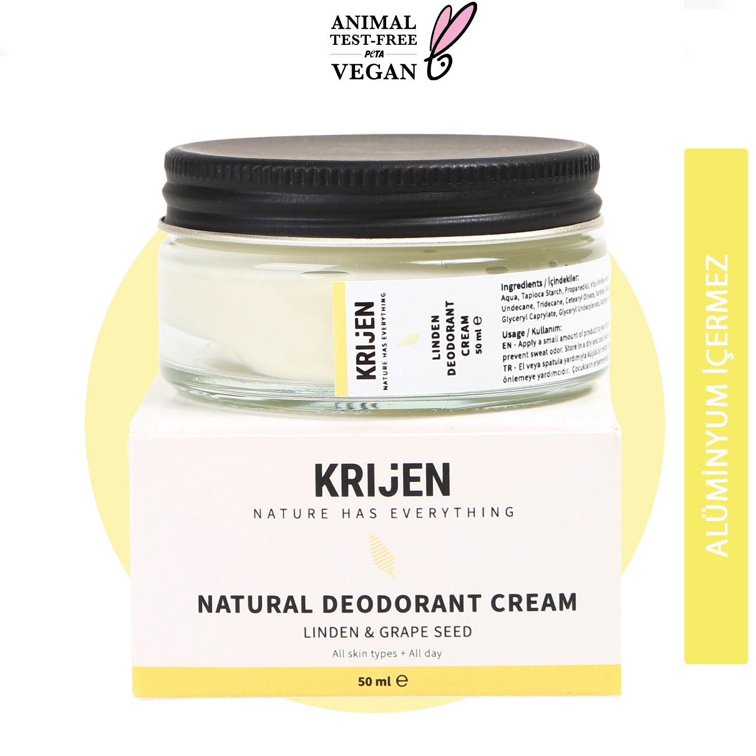 Ihlamur Çiçeği & Üzüm Çekirdeği Krem Deodorant | Aluminyum İçermez + Mineral + Doğal Yağlar