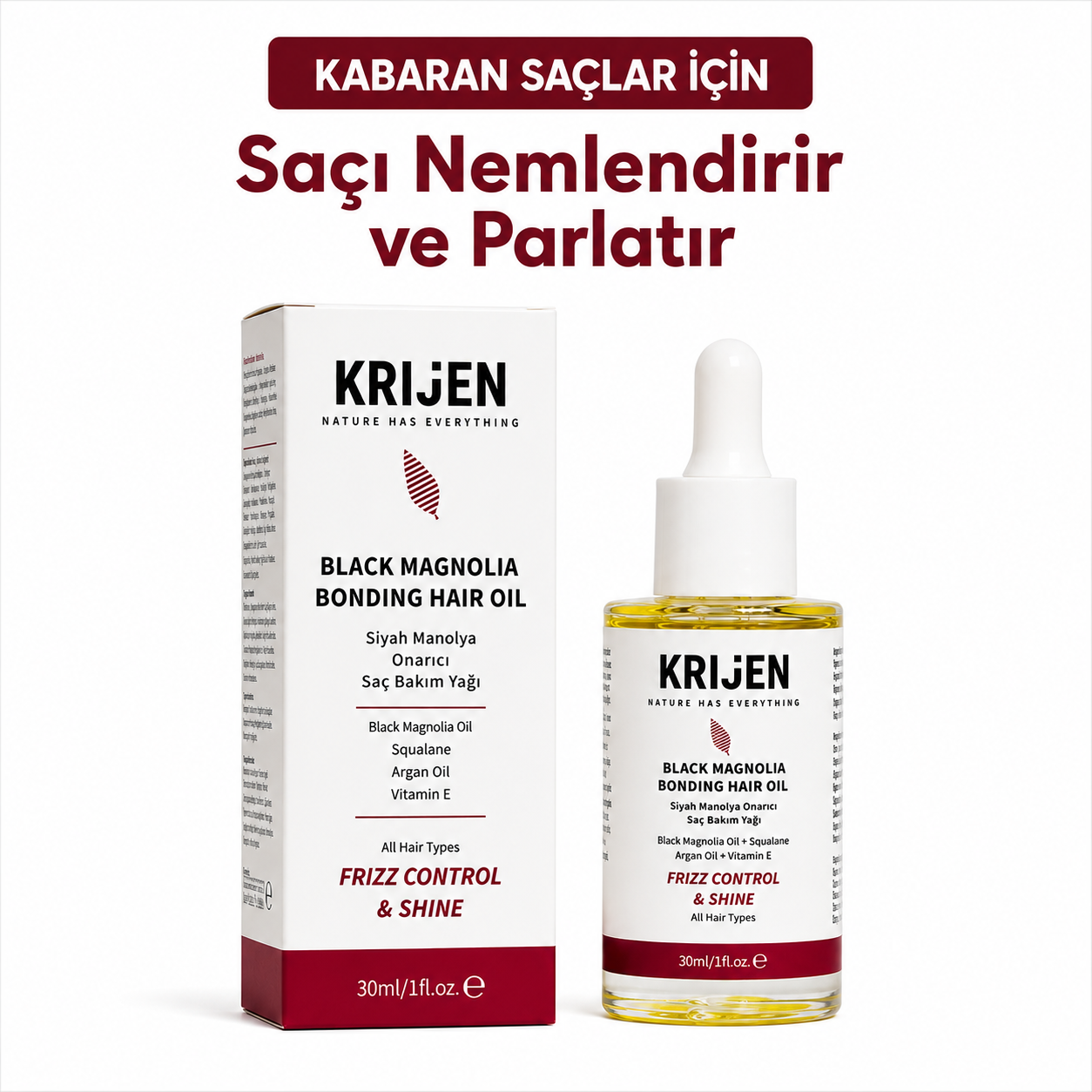 Siyah Manolya Besleyici Saç Bakım Yağı | Anti-Frizz & Parlak Görünüm 30 ml