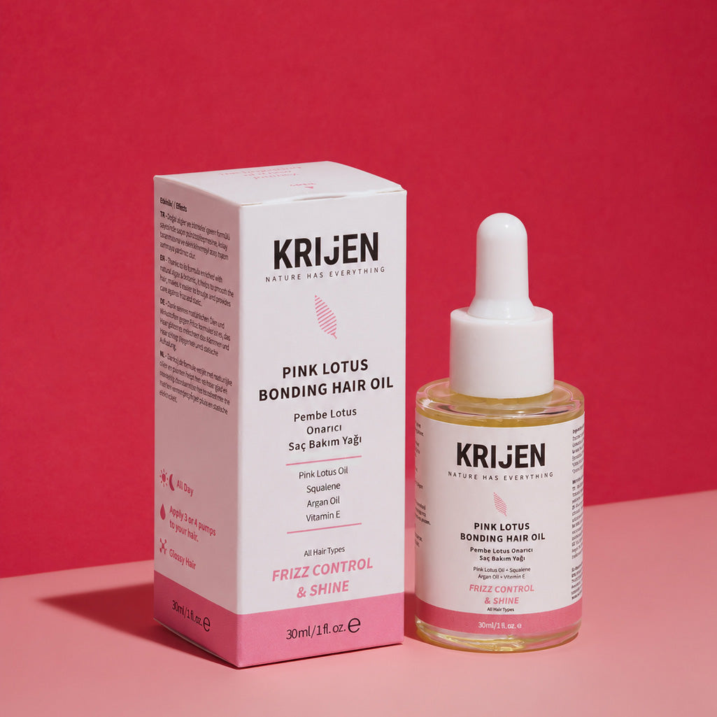 Pembe Lotus Besleyici Saç Bakım Yağı | Anti-Frizz & Parlak Görünüm 30 ml