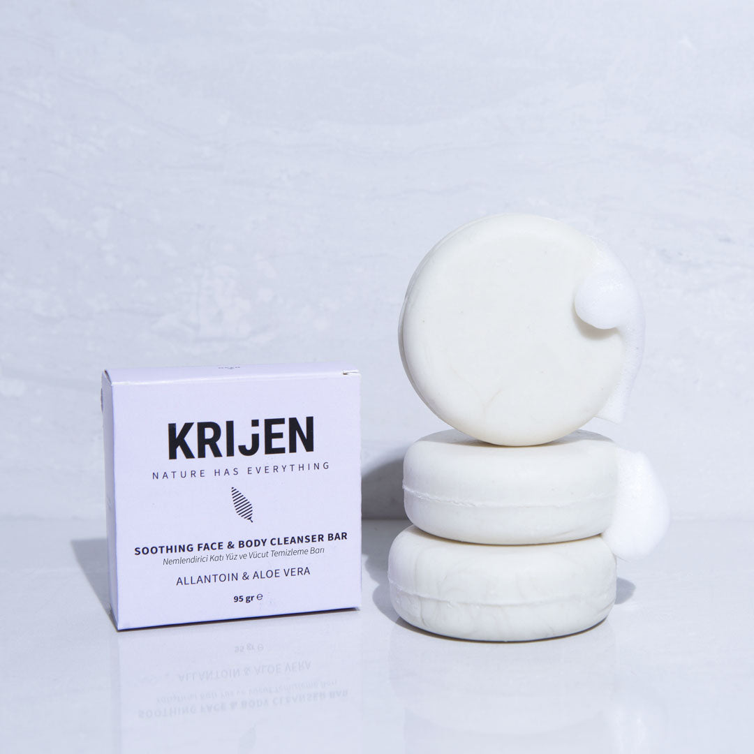 Nemlendirici Etkili Allantoin & Aloe Vera Yüz ve Vücut Temizleme Barı | Nar Çekirdeği Yağı + Ylang Ylang Yağı + Kaolin Kili