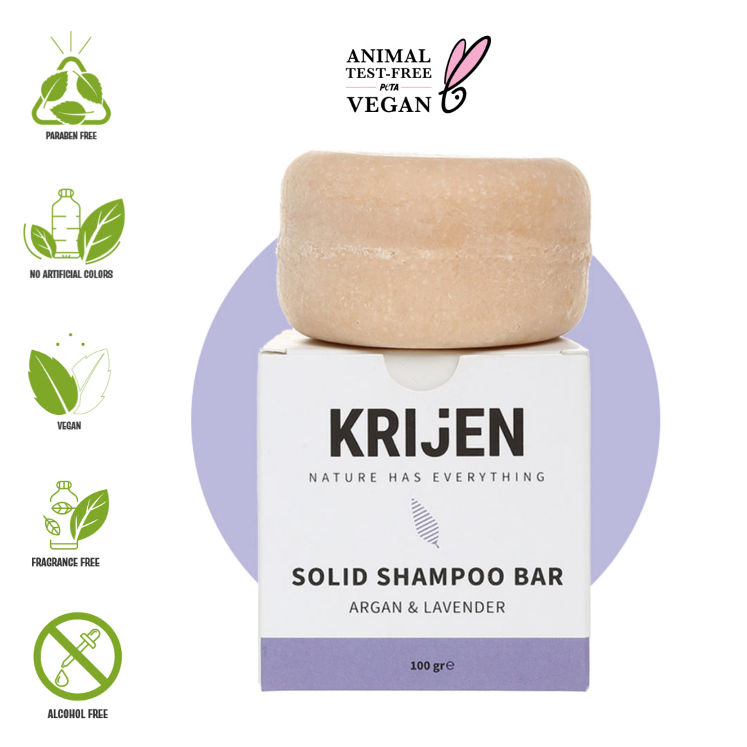 Argan & Lavanta Katı Şampuan 100 Gr | Bitkisel Keratin + E Vitamini