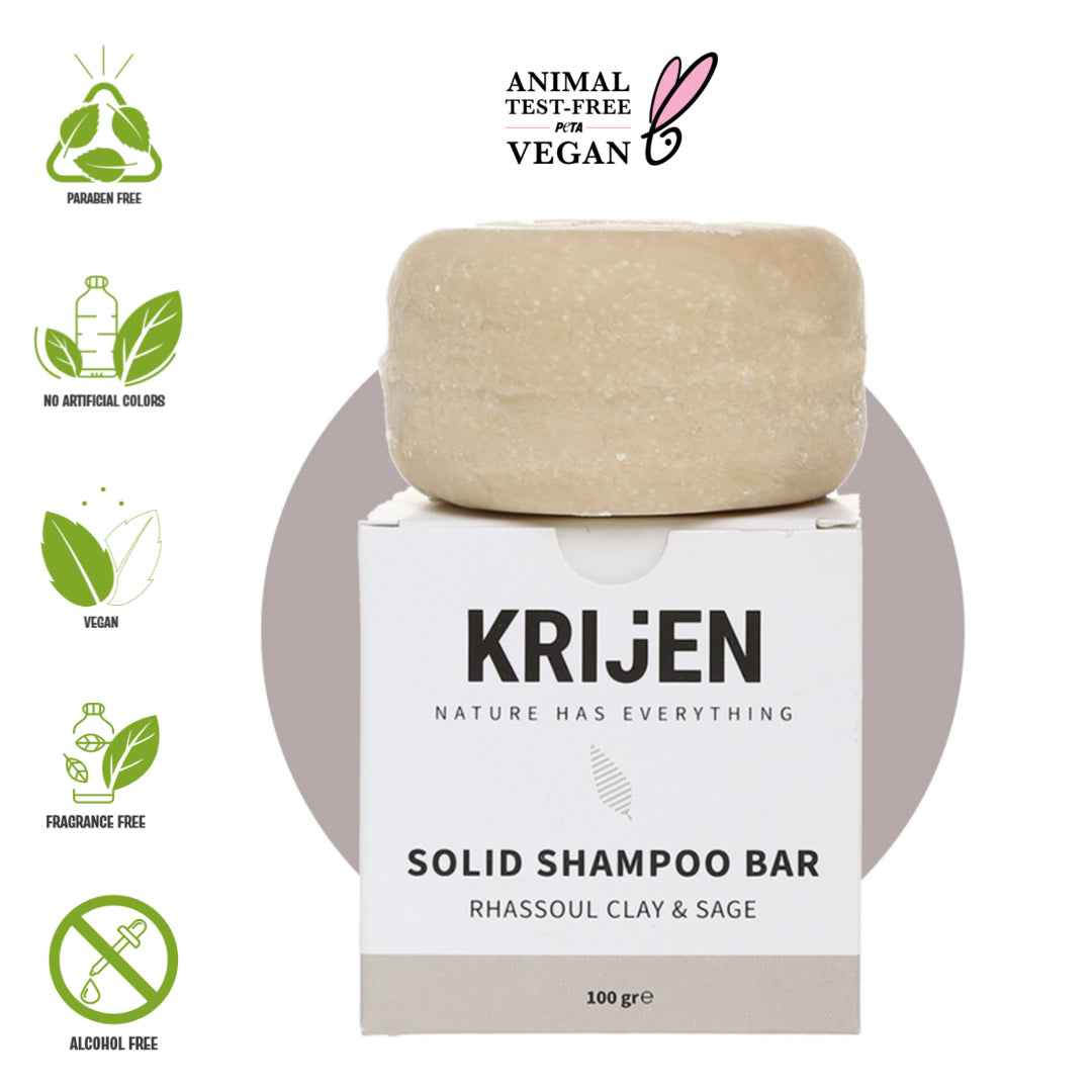 Rhassoul Kili & Adaçayı Katı Şampuan 100 Gr | Bitkisel Keratin + Panthenol