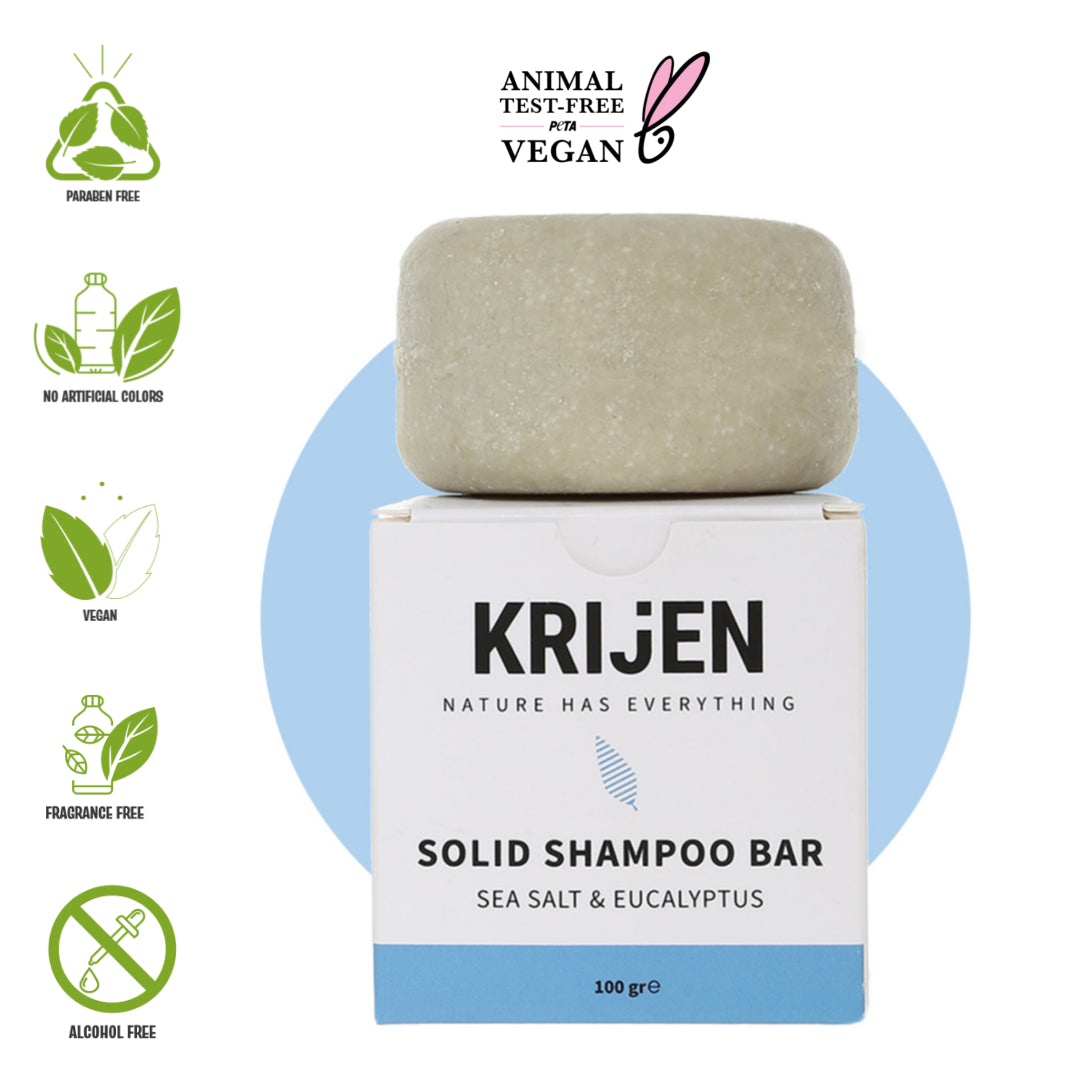 Deniz Tuzu & Okaliptus Katı Şampuan | Bitkisel Keratin + E Vitamini + Panthenol + Doğal Yağlar