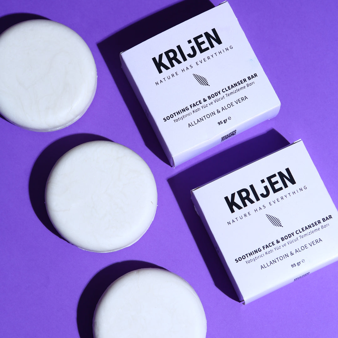 Nemlendirici Etkili Allantoin & Aloe Vera Yüz ve Vücut Temizleme Barı | Nar Çekirdeği Yağı + Ylang Ylang Yağı + Kaolin Kili