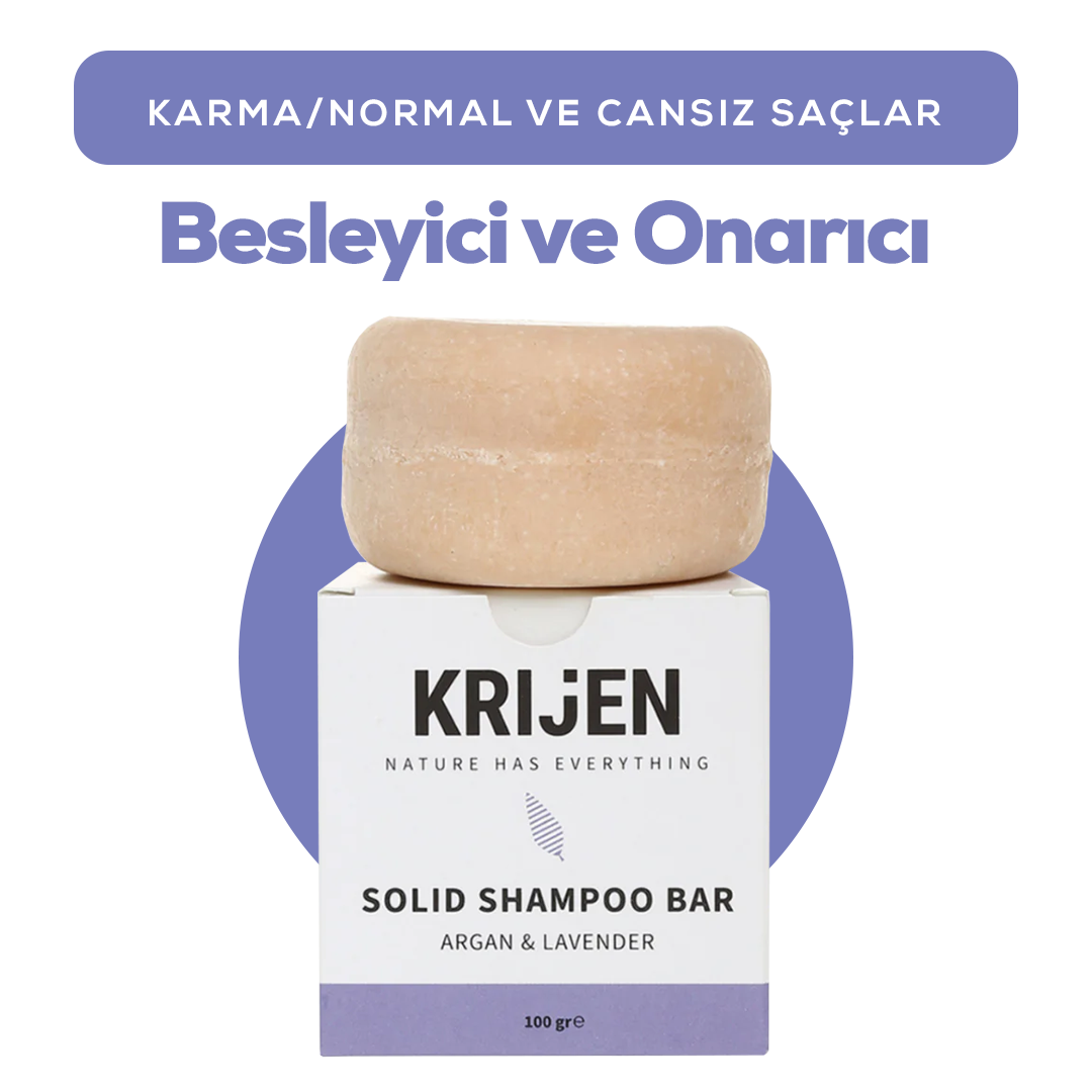 Argan & Lavanta Katı Şampuan 100 Gr | Bitkisel Keratin + E Vitamini