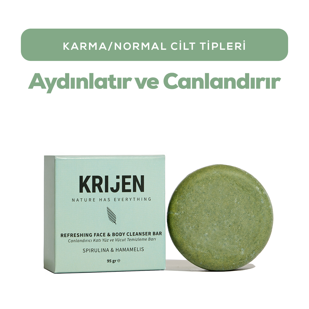 Canlandırıcı Etkili Spirulina & Hamamelis Yüz ve Vücut Temizleme Barı | Greyfurt Yağı + Mandalina Yağı