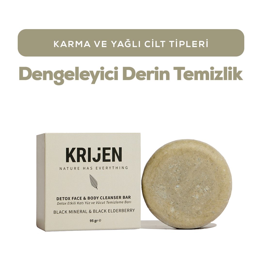 Detox Etkili Siyah Mineral & Kara Mürver Yüz ve Vücut Temizleme Barı | Karamürver Özü + Kaolin Kili