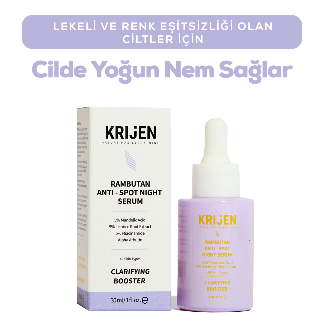 Rambutan Anti - Spot Cilt Tonu Eşitleyici Gece Serum | Bitkisel Retinol + Alpha-Arbutin + Mandelik Asit