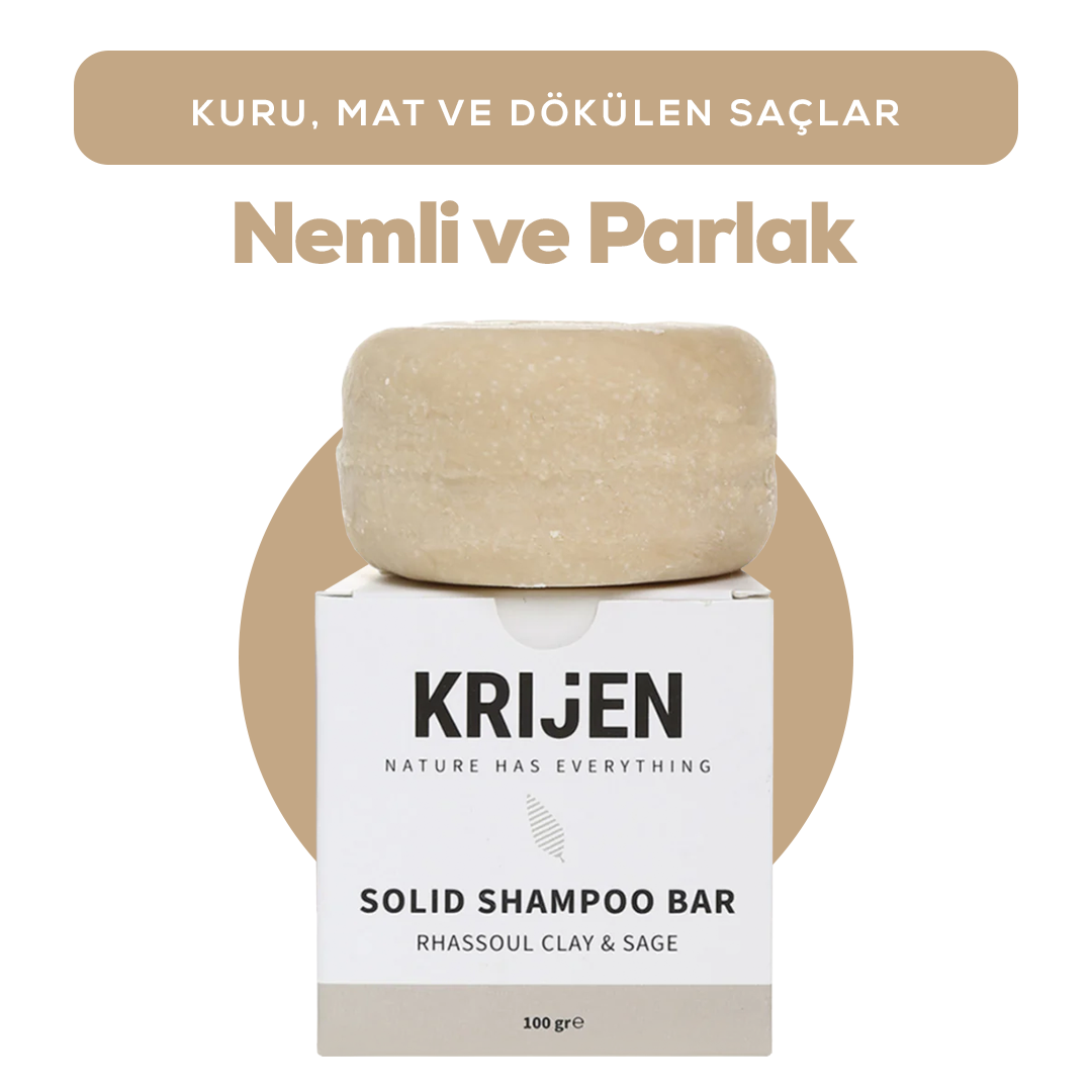 Rhassoul Kili & Adaçayı Katı Şampuan 100 Gr | Bitkisel Keratin + Panthenol