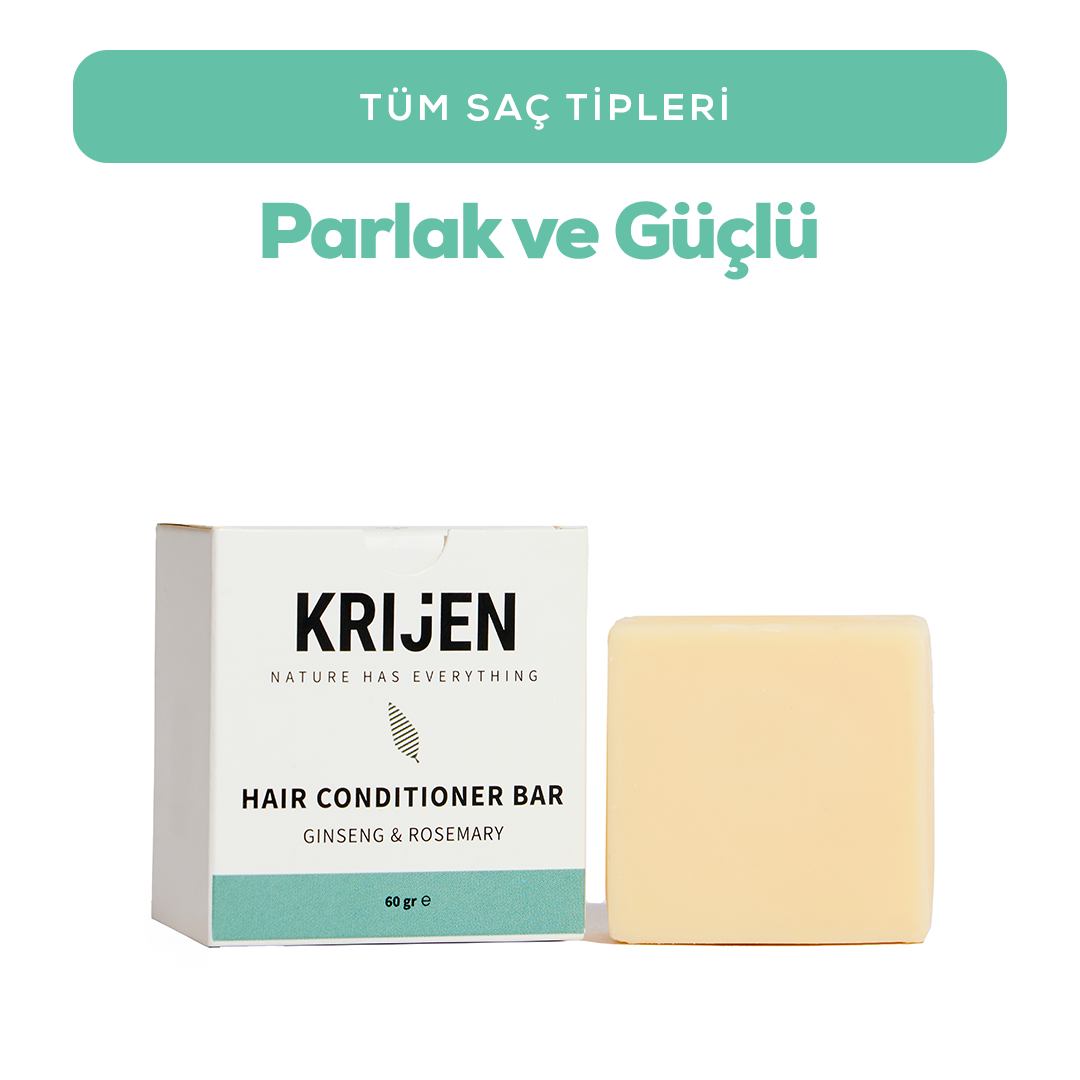 Ginseng & Biberiye Katı Saç Kremi | Squalane + E Vitamini + Panthenol