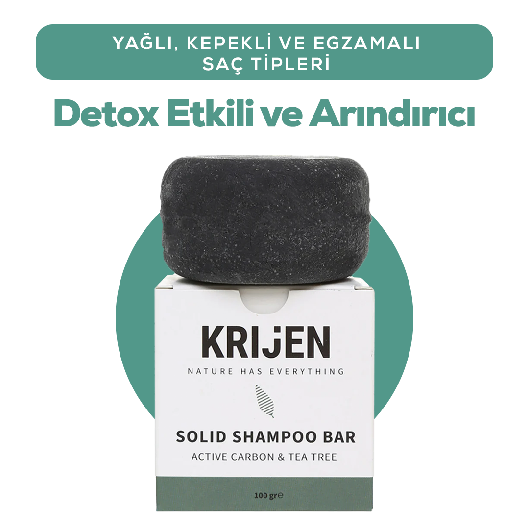 Aktif Karbon & Çay Ağacı Katı Şampuanı 100 Gr | Panthenol + Doğal Yağlar