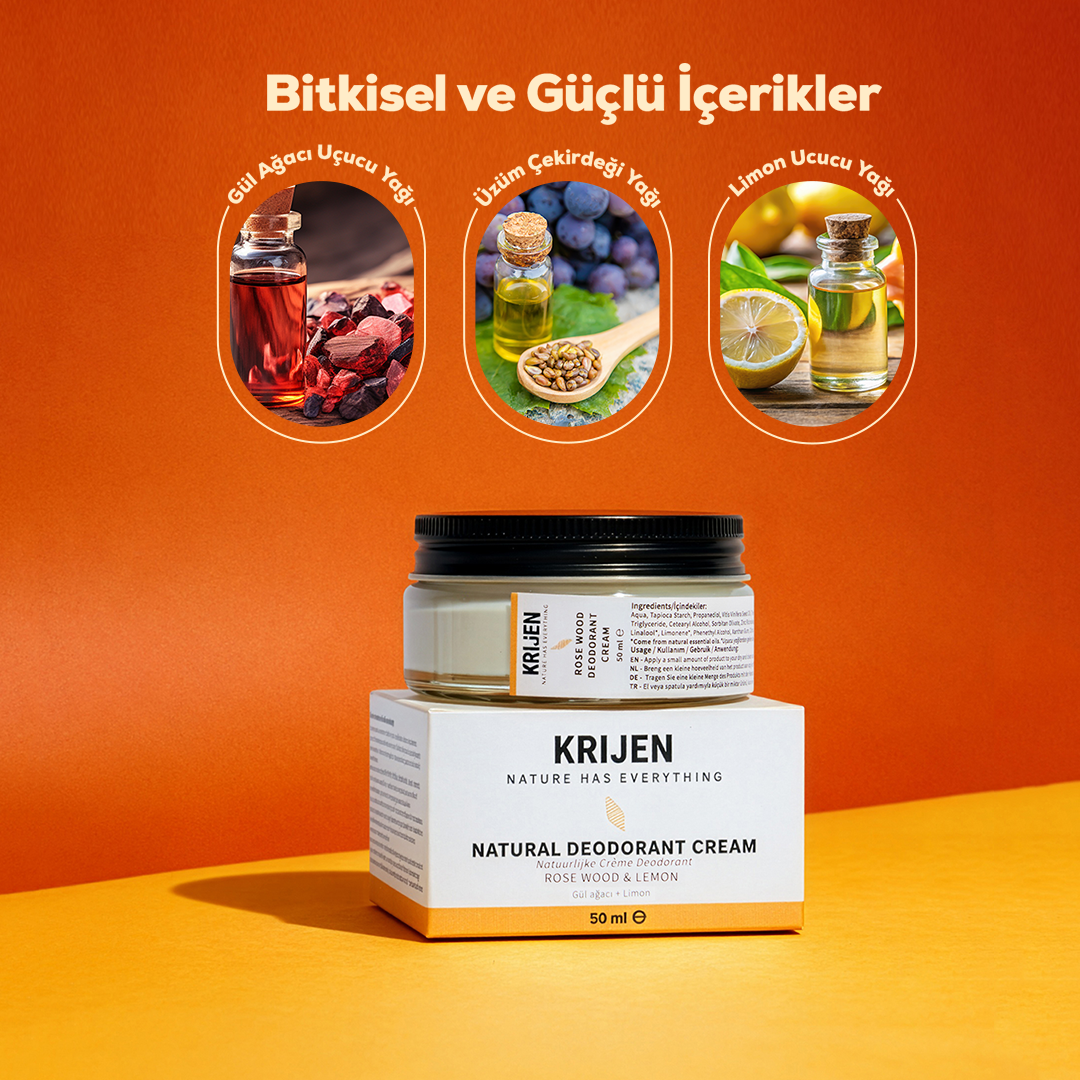 Gül Ağacı & Limon Krem Deodorant | Alüminyum İçermez + %100 Bitkisel