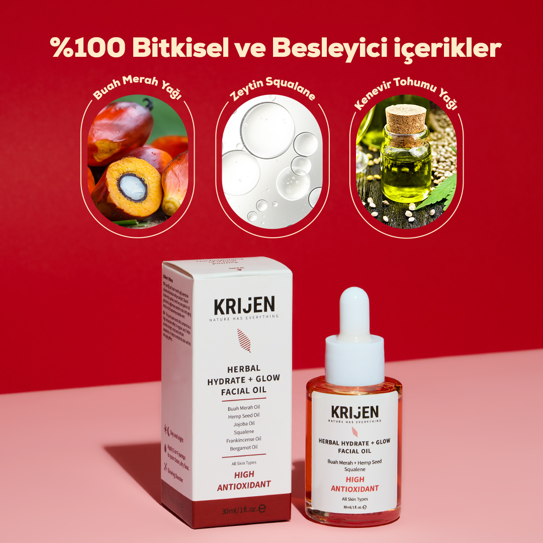 Buah Merah + Squalane Nemlendirici Yüz Bakım Yağı | Kenevir Tohumu + Akgünlük Yağı