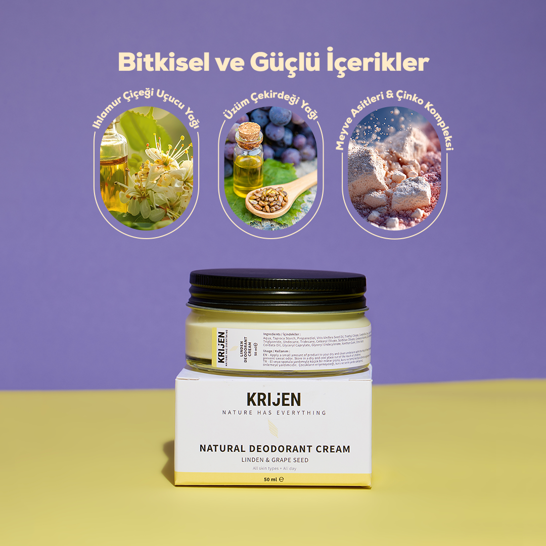 Ihlamur Çiçeği & Üzüm Çekirdeği Krem Deodorant |  Alüminyum İçermez + %100 Bitkisel