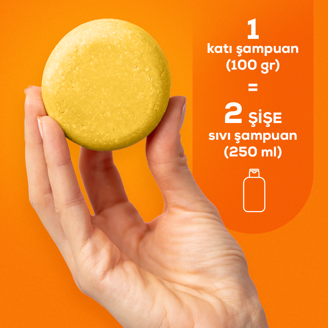 Hindistan Cevizi & Portakal Kabuğu Katı Şampuan 100 Gr | E Vitamini + Doğal Yağlar