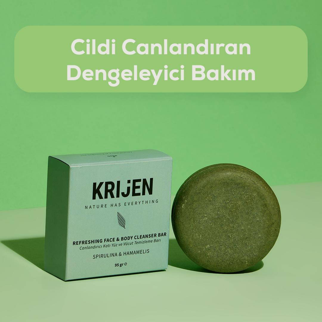Canlandırıcı Etkili Spirulina & Hamamelis Yüz ve Vücut Temizleme Barı | Greyfurt Yağı + Mandalina Yağı