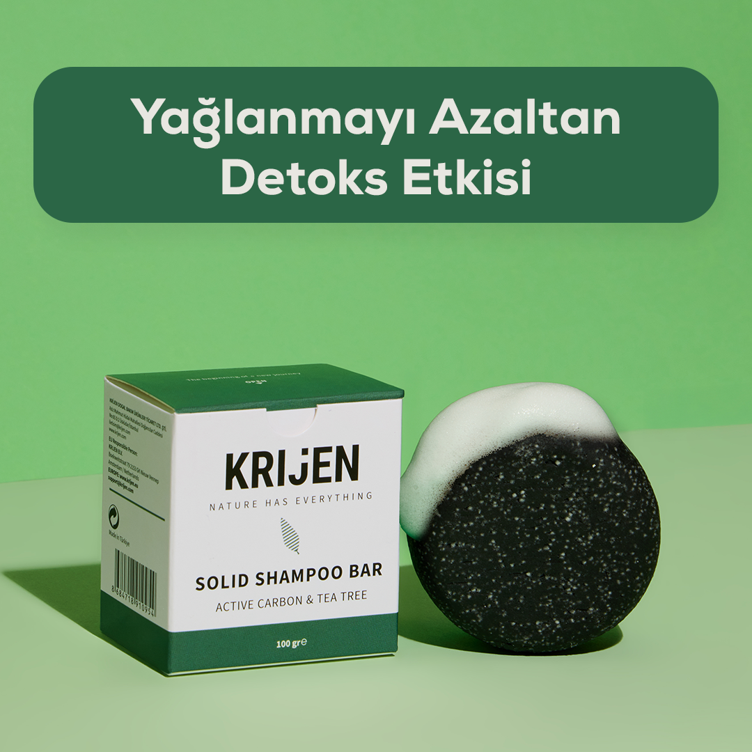 Aktif Karbon & Çay Ağacı Katı Şampuanı 100 Gr | Panthenol + Doğal Yağlar