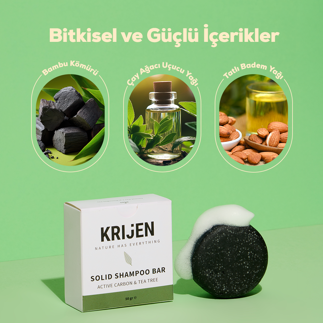 Aktif Karbon & Çay Ağacı Katı Şampuanı 50 Gr - Deneme Boy