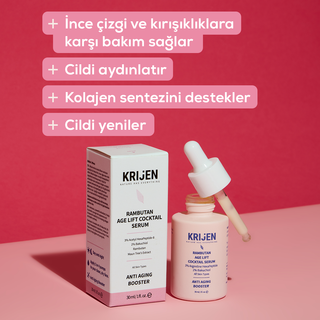Rambutan Age Lift Yaşlanma Karşıtı Cocktail Serum | Bitkisel Retinol + Acetyl Hexapeptide-8 + Kolajen Destekleyici