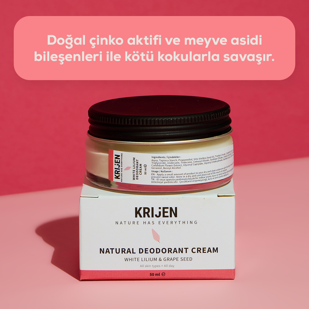 Beyaz Zambak & Üzüm Çekirdeği Krem Deodorant |  Alüminyum İçermez + %100 Bitkisel