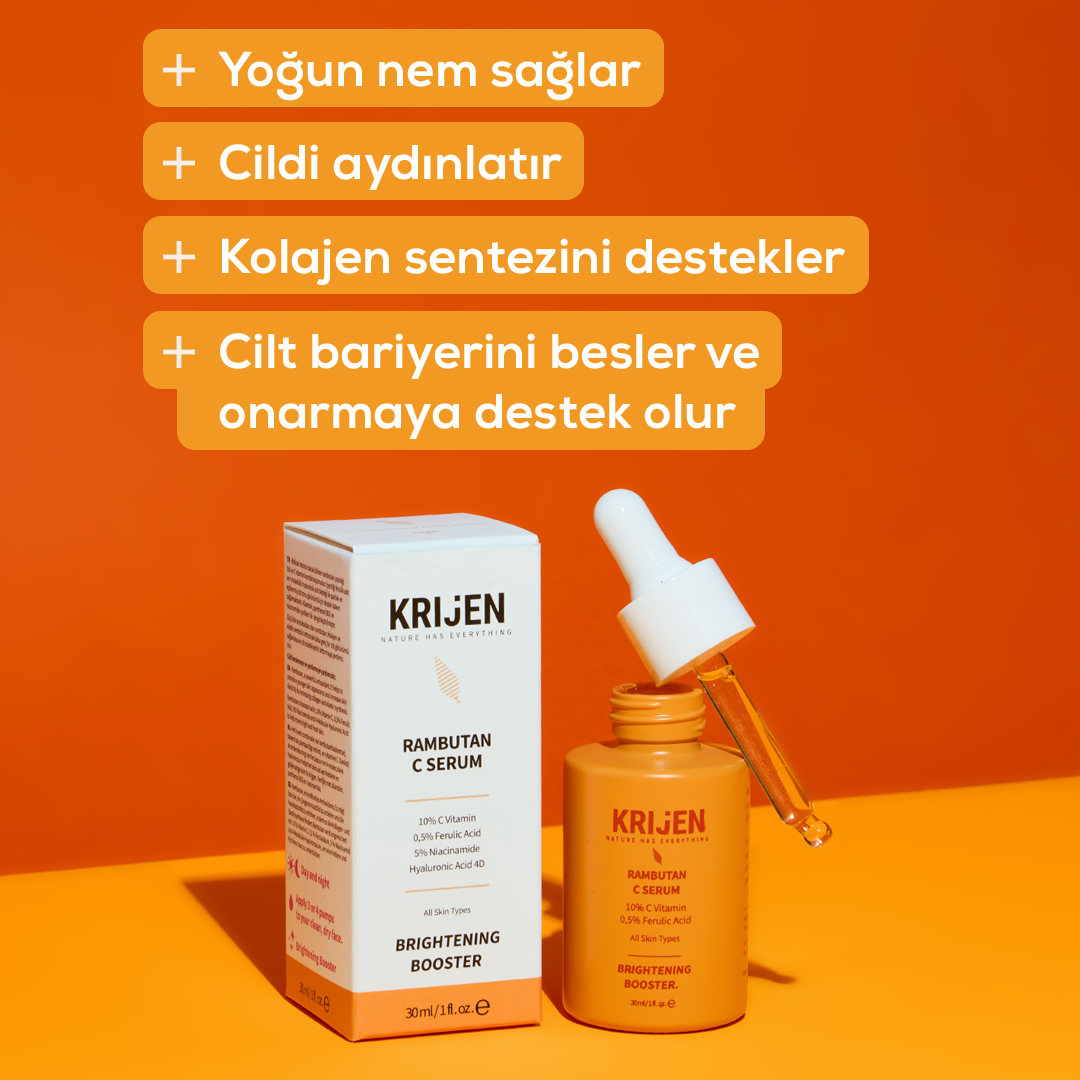 Rambutan C Vitamin & Ferulik Asit Canlandırıcı Serum | Bitkisel Retinol + Hyaluronik Asit