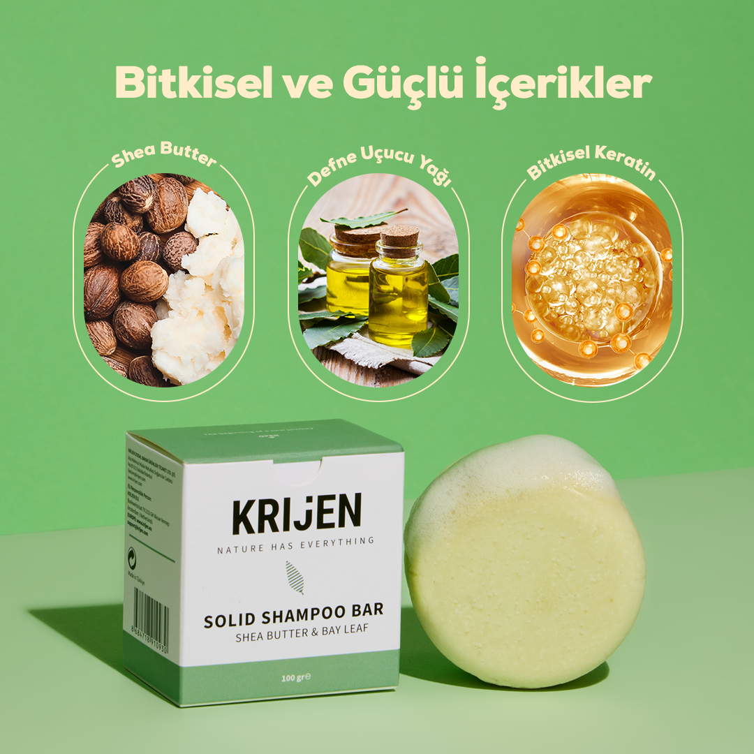 Shea Butter & Defne Katı Şampuan 100 Gr| Panthenol + Doğal Yağlar