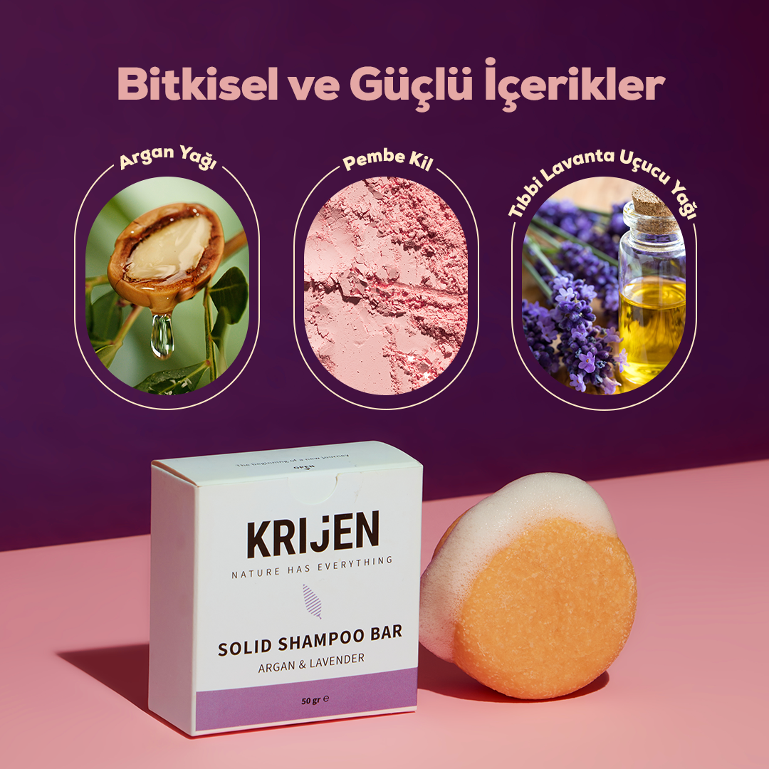 Argan & Lavanta Katı Şampuan 50 Gr - Deneme Boy