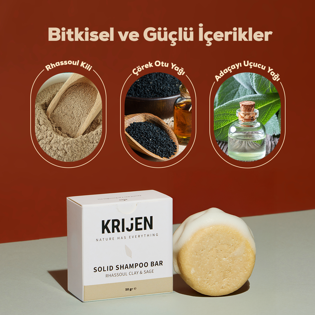 Rhassoul Kili & Adaçayı Katı Şampuan 50 Gr - Deneme Boy