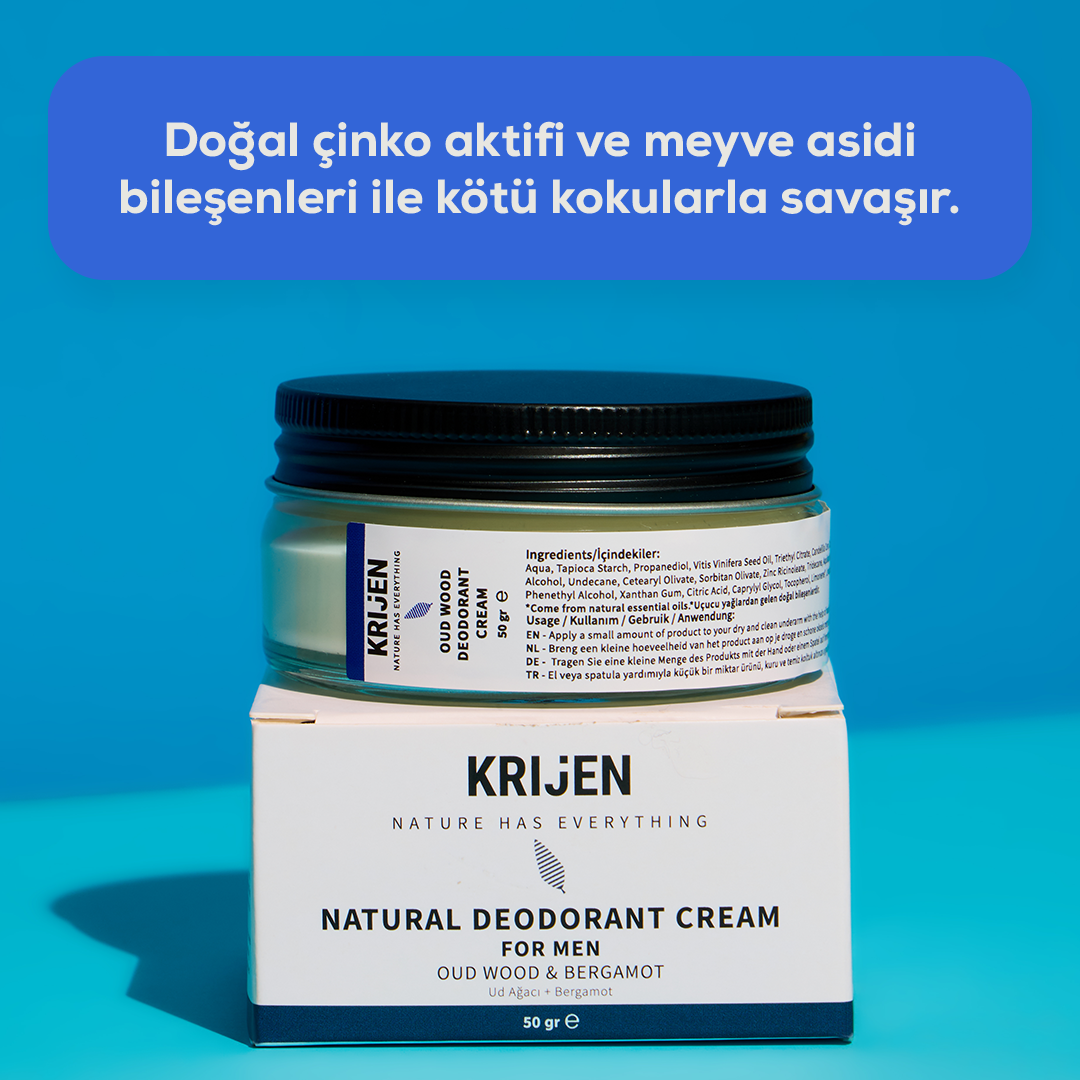 Ud Ağacı & Bergamot Erkek Krem Deodorant |  Alüminyum İçermez + %100 Bitkisel