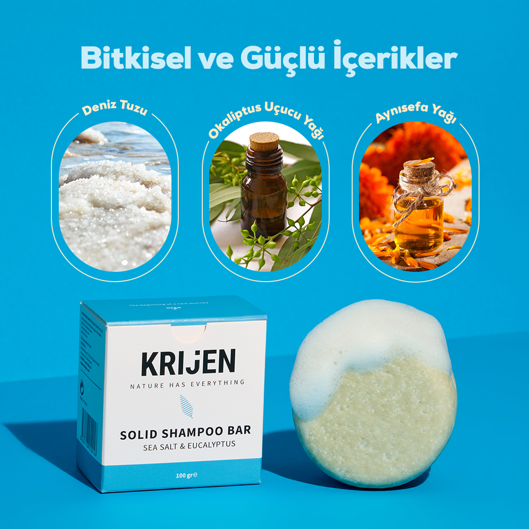 Deniz Tuzu & Okaliptus Katı Şampuan 100 Gr | E Vitamini + Panthenol