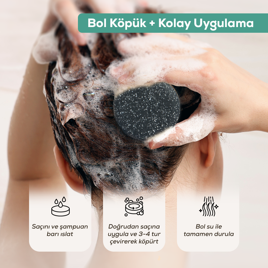 Aktif Karbon & Çay Ağacı Katı Şampuanı 100 Gr | Panthenol + Doğal Yağlar