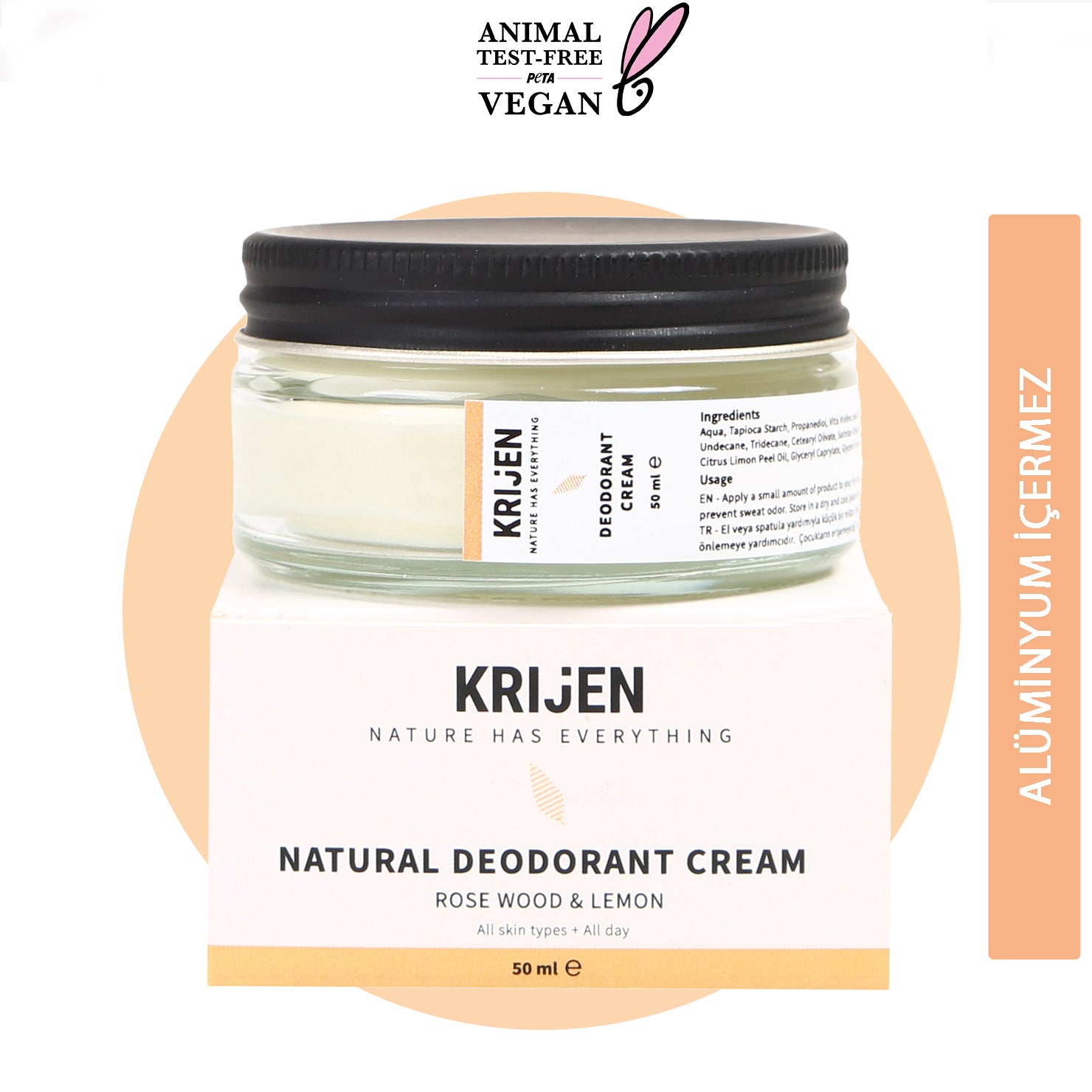 Gül Ağacı & Limon Krem Deodorant | Aluminyum İçermez + Mineral + Doğal Yağlar