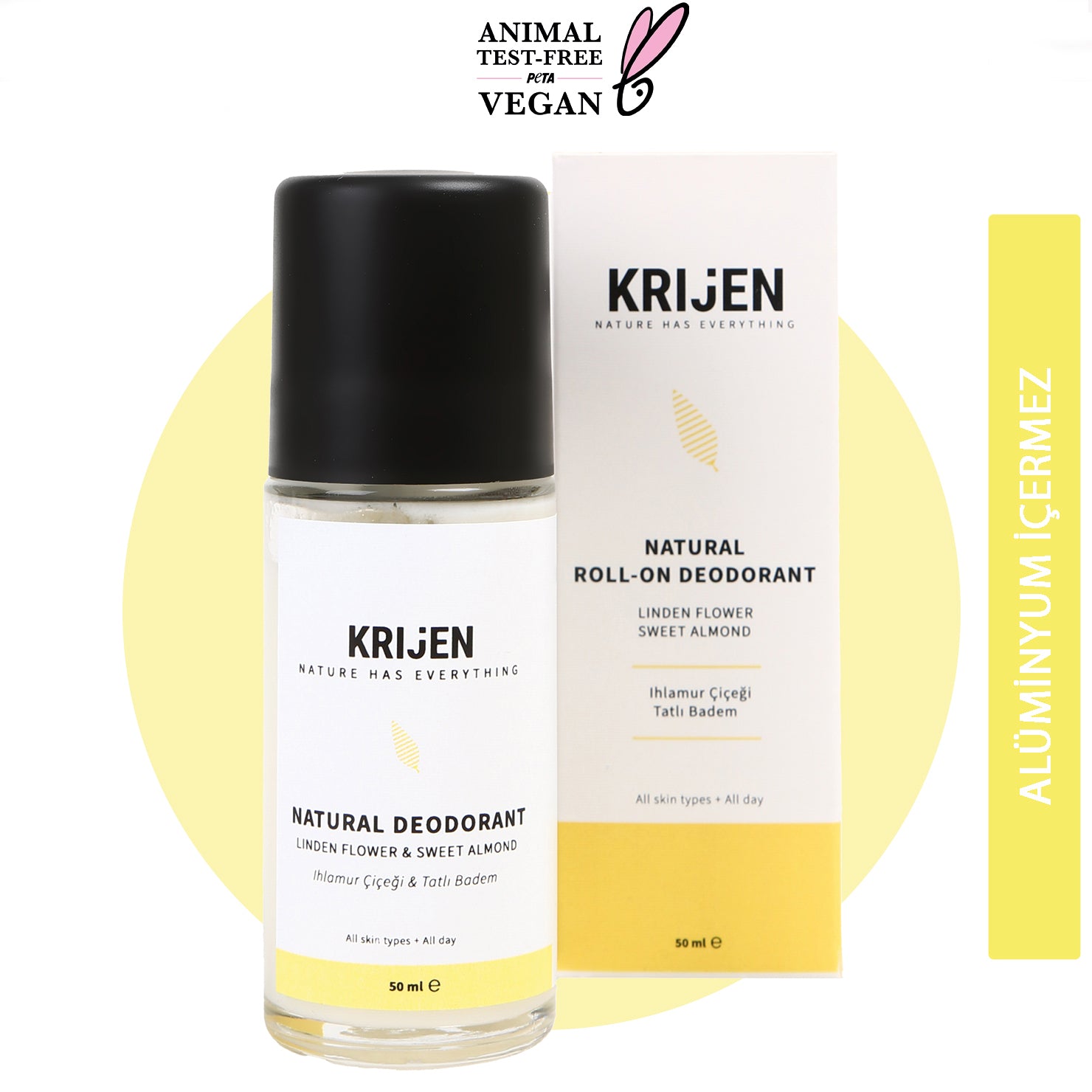 Ihlamur Çiçeği & Tatlı Badem Roll-On Deodorant | Aluminyum İçermez + Mineral + Doğal Yağlar