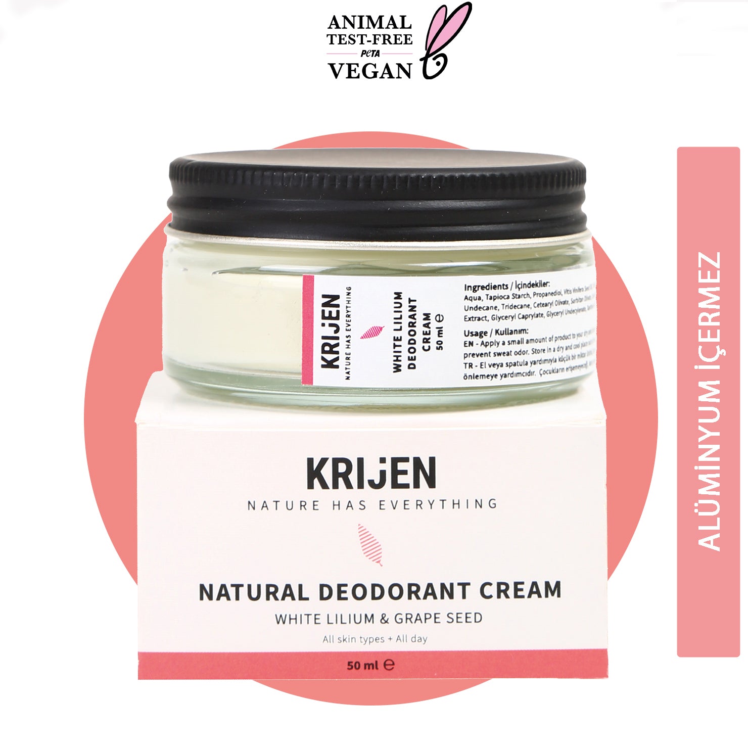 Beyaz Zambak & Üzüm Çekirdeği Krem Deodorant | Aluminyum İçermez + Mineral + Doğal Yağlar