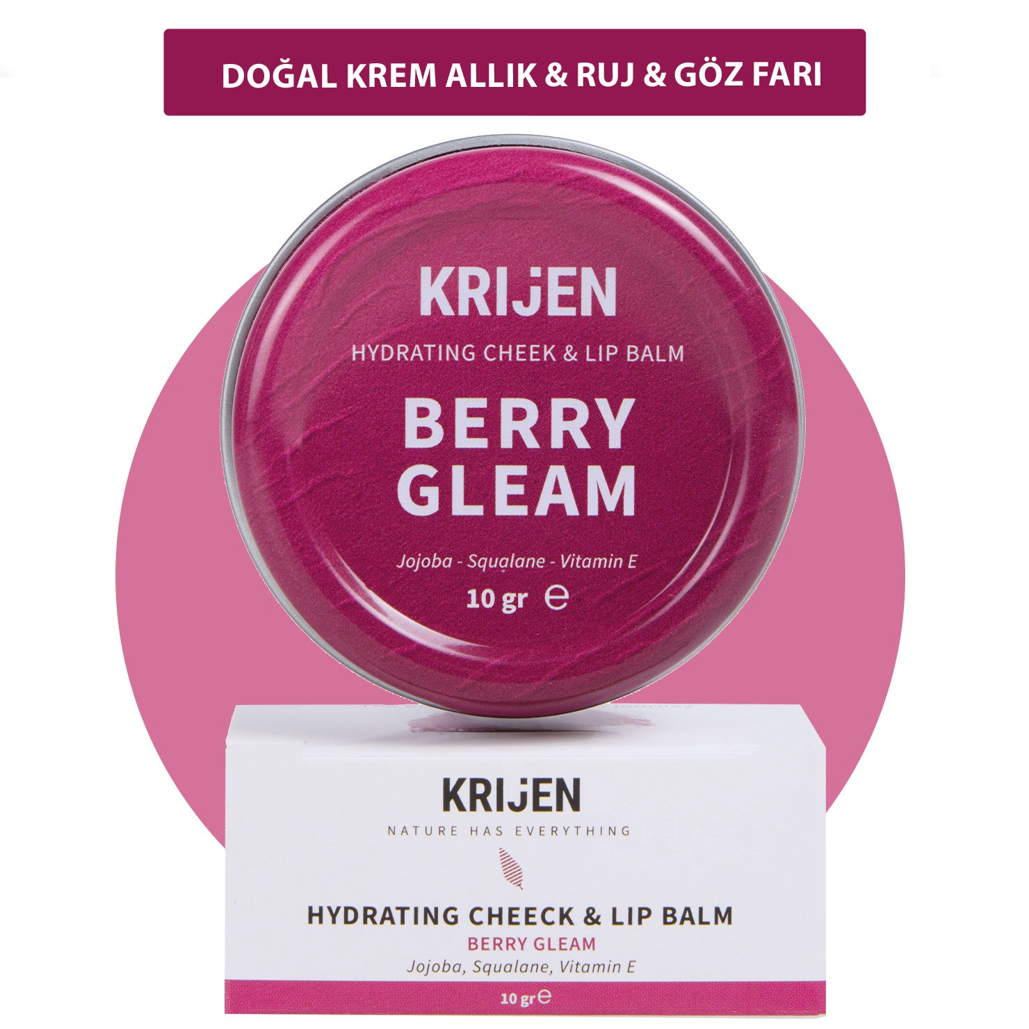 Berry Gleam Krijen - Pembe Renkli Dudak & Yanak Balmı 10 Gr