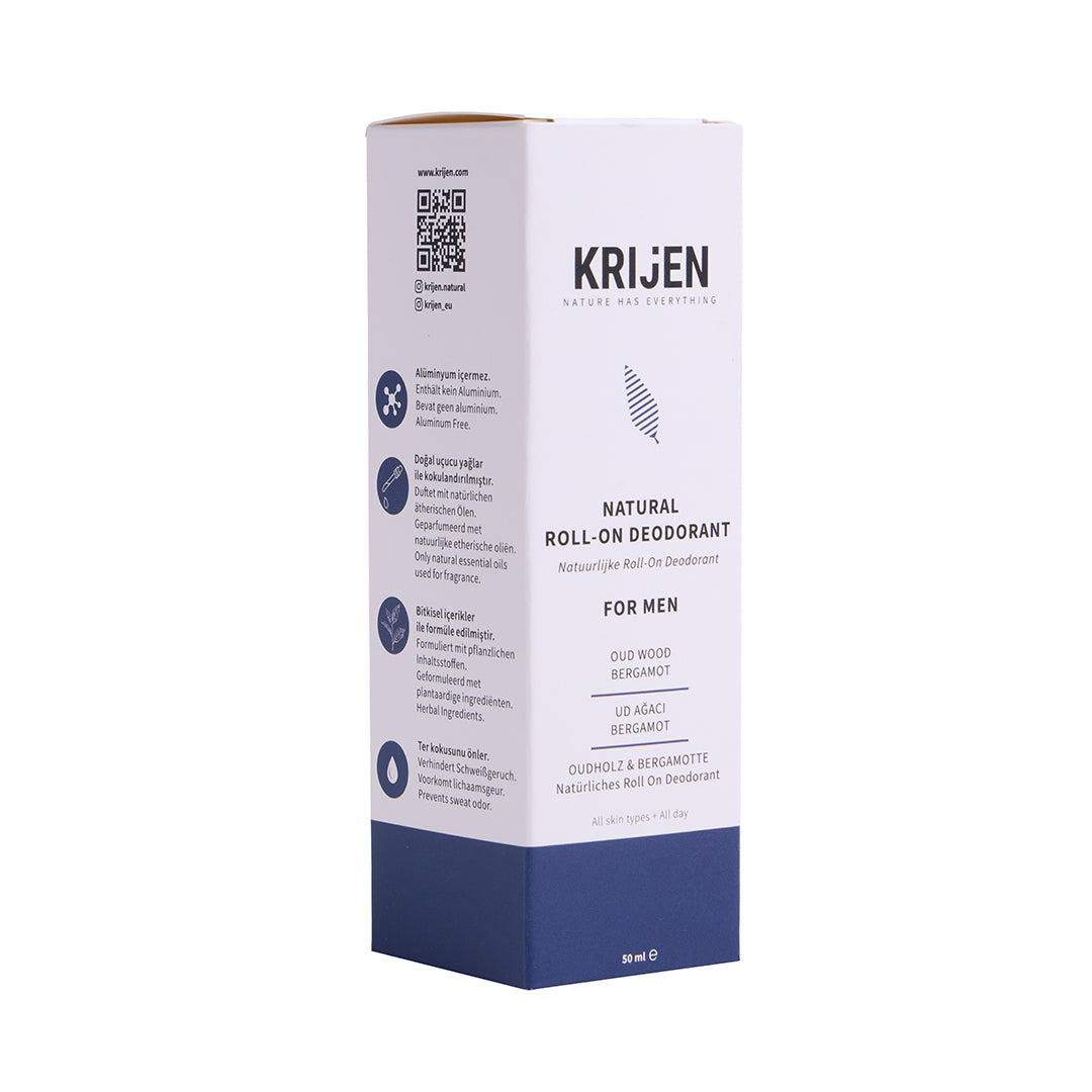 Ud Ağacı & Bergamot Erkek Roll-On Deodorant | Aluminyum İçermez + Mineral + Doğal Yağlar