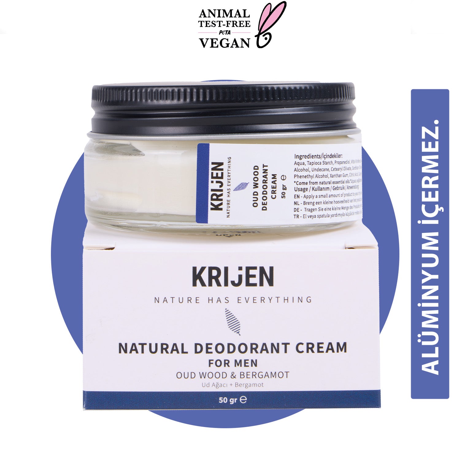 Ud Ağacı & Bergamot Erkek Krem Deodorant | Aluminyum İçermez + Mineral + Doğal Yağlar