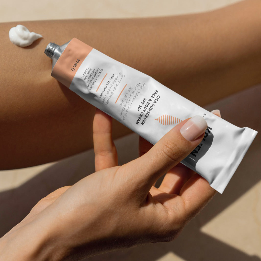 30+ SPF Güneş Koruyucu CICA Yüz ve Vücut Kremi 50 Gr