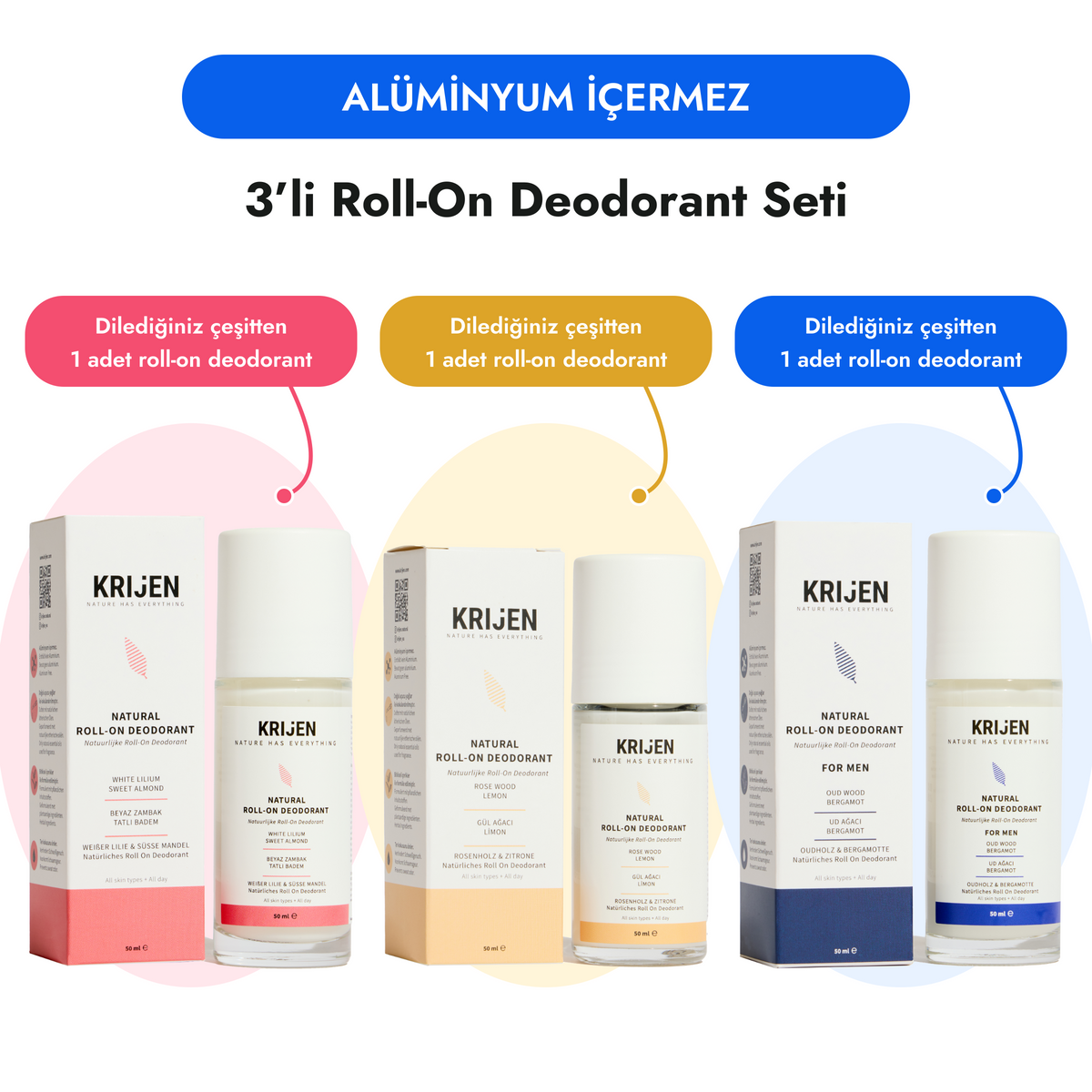 3'lü Roll-on Doğal Deodorant Seti