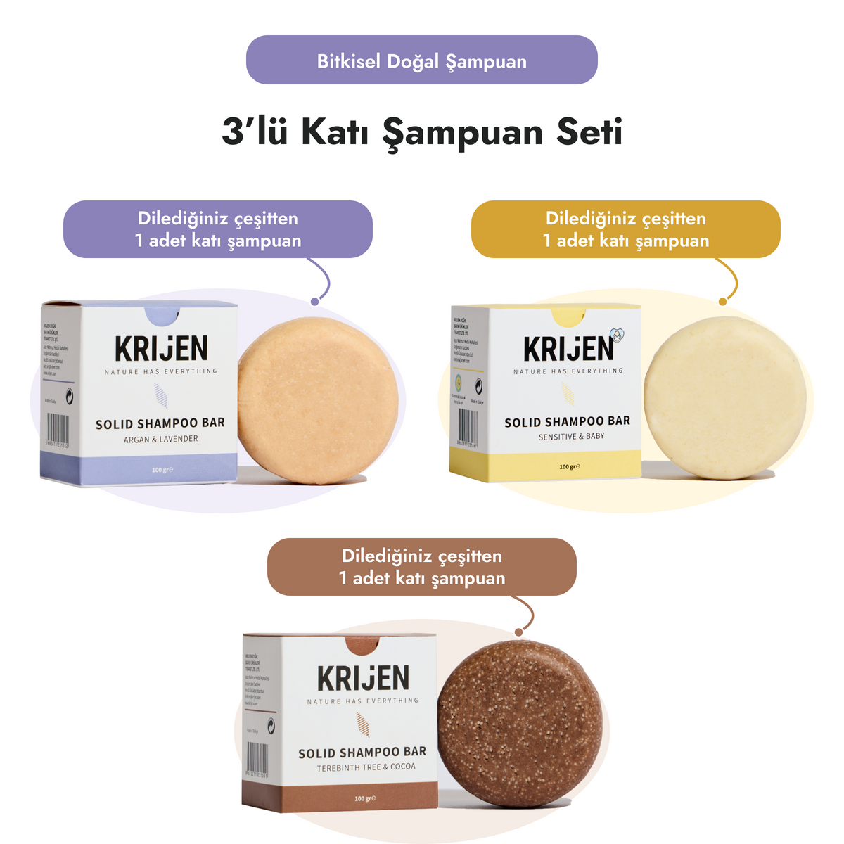 3'lü Katı Şampuan Seti